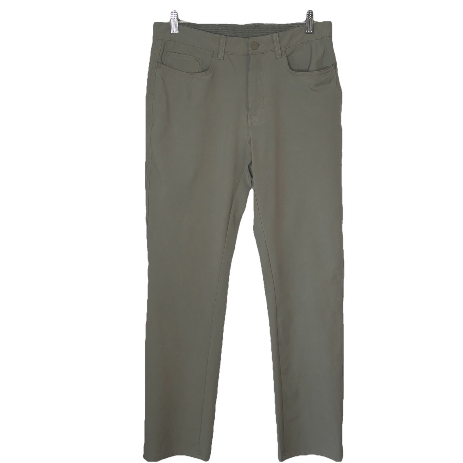Greg Norman Golf Pants Mens 30x30* Khaki Green Stretch Waist Shirt Grip Active
